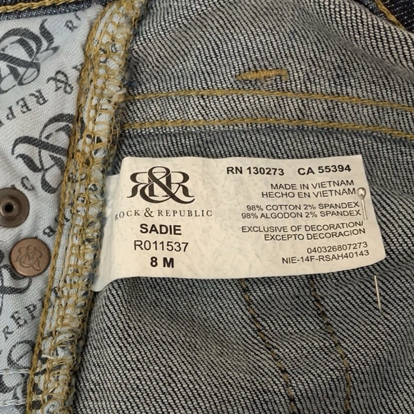 Rock & Republic jeans Jeans Women's 8 dark wash studded Sadie Straight Leg VTG - Picture 11 of 14